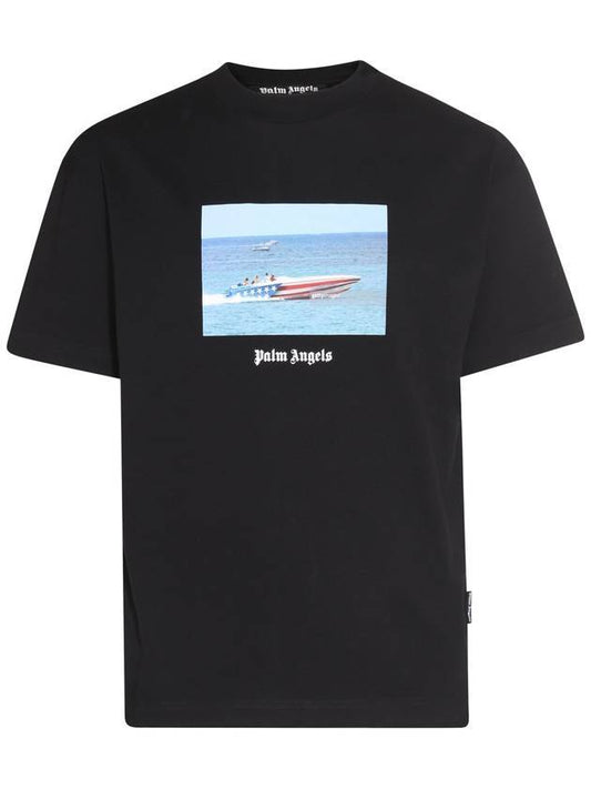 Getty Speedboat Classic Short Sleeve T-Shirt Black - PALM ANGELS - BALAAN 1