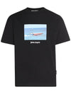 Getty Speedboat Classic Short Sleeve T-Shirt Black - PALM ANGELS - BALAAN 1