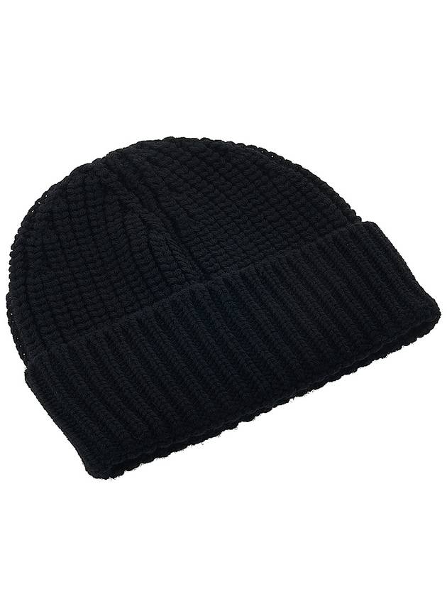 Logo Patch Wool Beanie Black - MONCLER - BALAAN 5