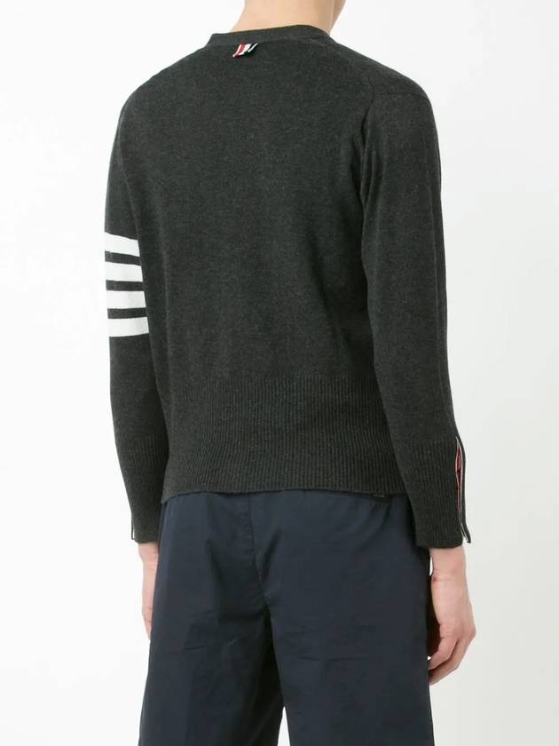 4-bar stripe cashmere cardigan dark gray - THOM BROWNE - BALAAN 6