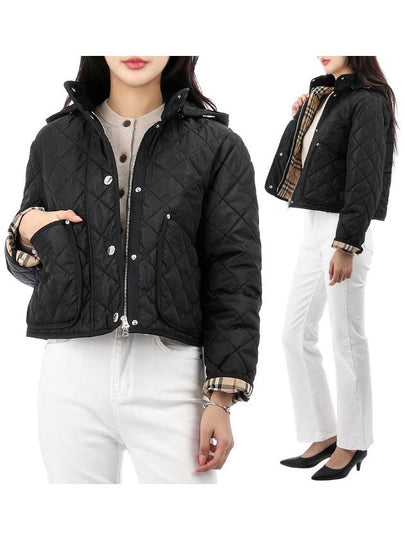 Diamond Quilted Crop Hoodie Jacket Black - BURBERRY - BALAAN 2