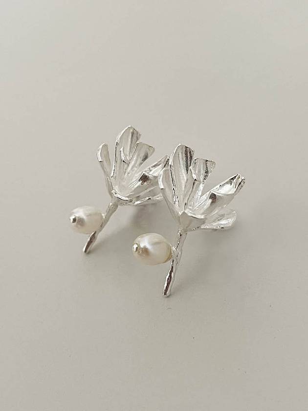 une fleur earrings silver flower pearl - ELYONA - BALAAN 3