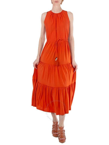 Max Mara Orange Kren Jersey Tiered Sleeveless Midi Dress, Brand Size 34 (US Size 0) - MAX MARA - BALAAN 1