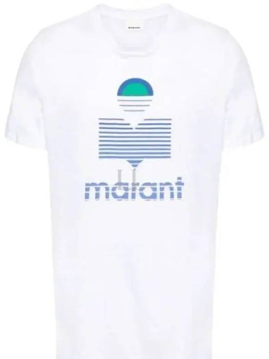 Karman Logo Linen Short Sleeve T-Shirt White - ISABEL MARANT - BALAAN 2