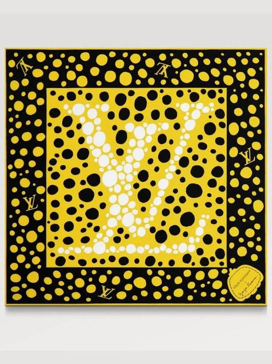 Yayoi Kusama Infinity Dot Square 45 Yellow Black - LOUIS VUITTON - BALAAN 2