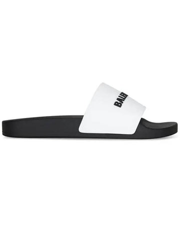 logo full slippers white black - BALENCIAGA - BALAAN.