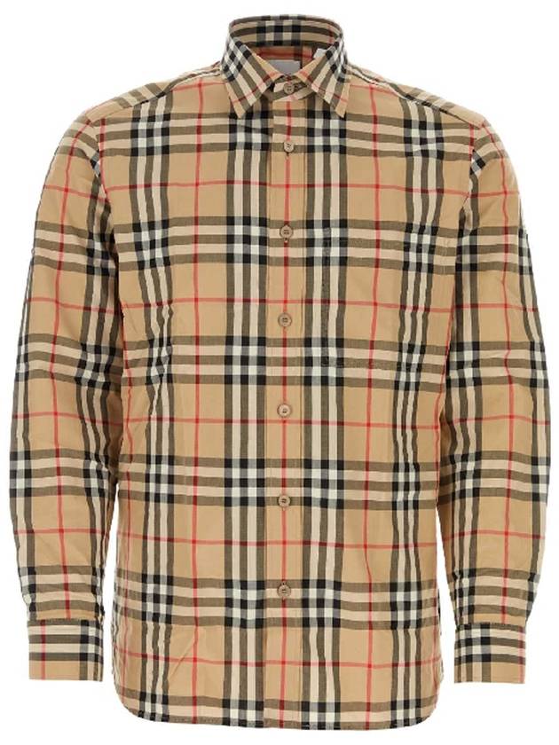 Check Cotton Long Sleeve Shirt Beige - BURBERRY - BALAAN 2