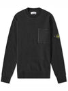 Wappen Patch Soft Cotton Knit Top Black - STONE ISLAND - BALAAN 3