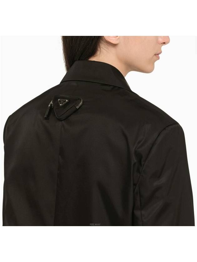 Single Breasted Nylon Blazer Jacket Black - PRADA - BALAAN 4