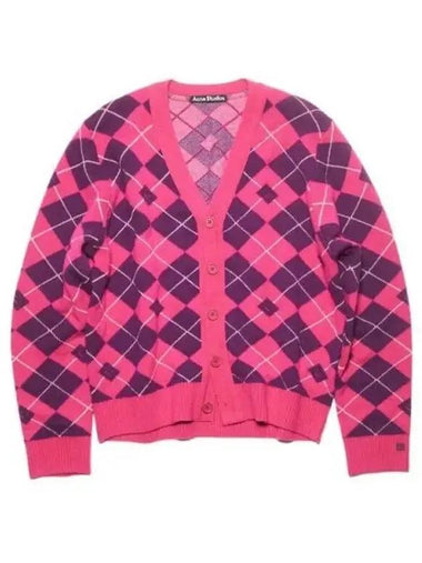 Jacquard Wool Cardigan Bright Pink - ACNE STUDIOS - BALAAN 1