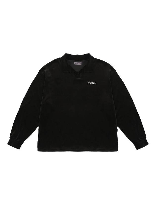 Velvet Open Rugby Polo Shirt Black - ARCANE FUNK - BALAAN 1