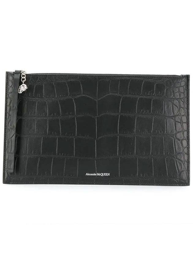 Crocodile Leather Clutch Bag Black - ALEXANDER MCQUEEN - BALAAN 1