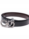 Double Gancini Reversible Leather Belt Black Auburn - SALVATORE FERRAGAMO - BALAAN 4