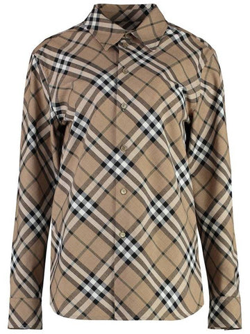 Burberry Checked Cotton Shirt - BURBERRY - BALAAN 1