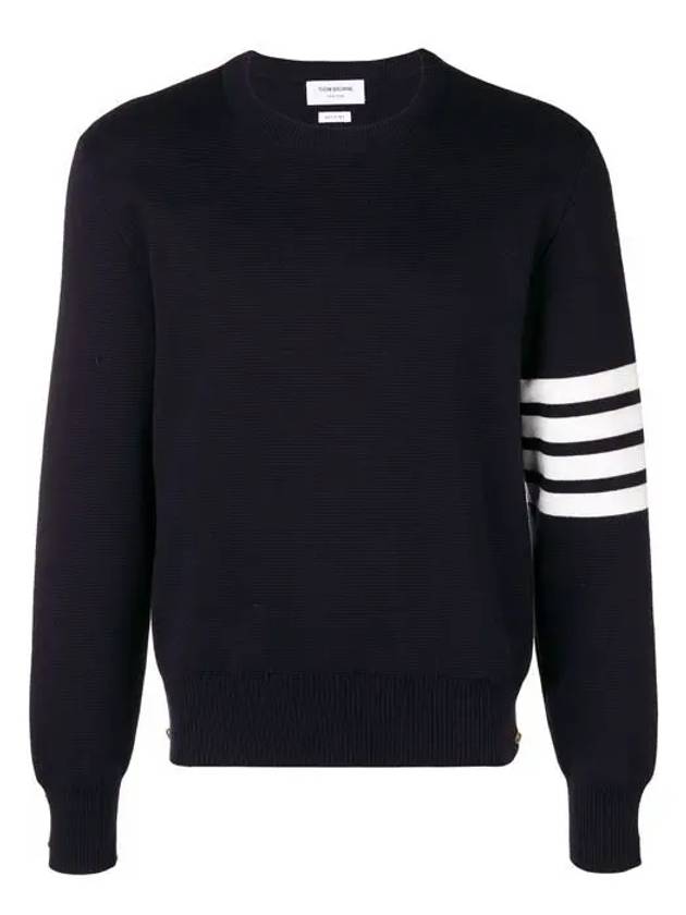 4 Bar Armband Milano Stitch Knit Top Navy - THOM BROWNE - BALAAN 3