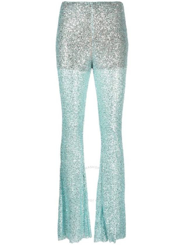 Self Portrait Ladies Blue Beaded Fishnet Flared Pants, Brand Size 6 - SELF PORTRAIT - BALAAN 1