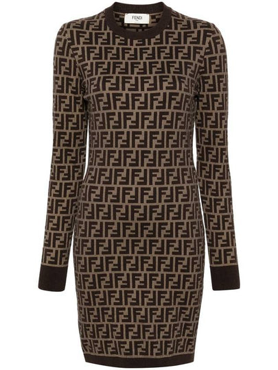 FF Motif Jacquard Short Dress Brown - FENDI - BALAAN 2