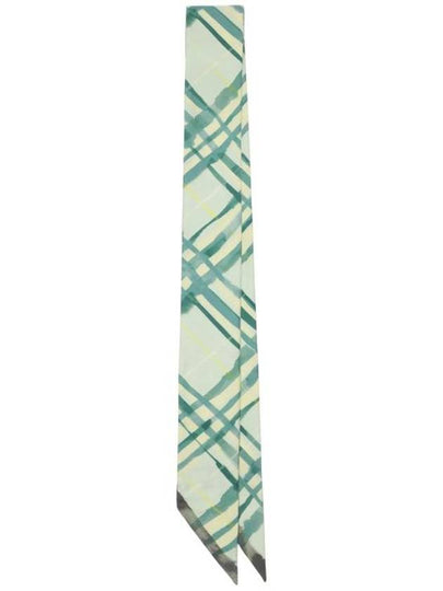 Skinny Reversible Check Silk Scarf Green - BURBERRY - BALAAN 2