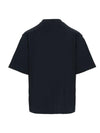 Logo Organic Cotton Short Sleeve T-Shirt Navy - MARNI - BALAAN 3