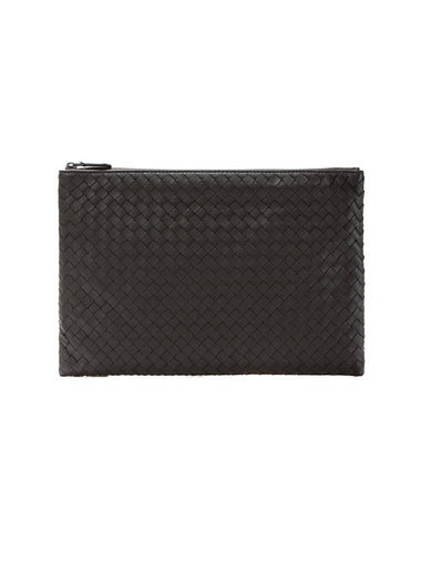 Intrecciato Document Leather Clutch Bag Dark Brown - BOTTEGA VENETA - BALAAN 1