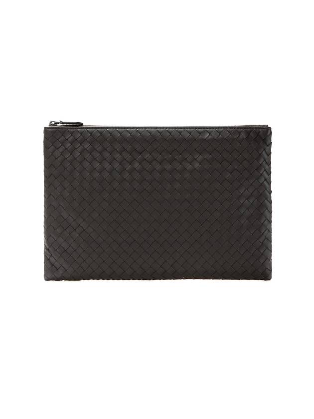 Intrecciato Document Leather Clutch Bag Dark Brown - BOTTEGA VENETA - BALAAN 1