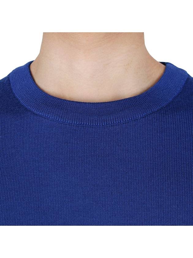 Fox Head Patch Regular Round Neck Pullover Knit Top Blue - MAISON KITSUNE - BALAAN 7