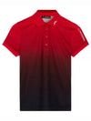 Women's Tour Tech Print Short Sleeve Polo Shirt Red - J.LINDEBERG - BALAAN 2