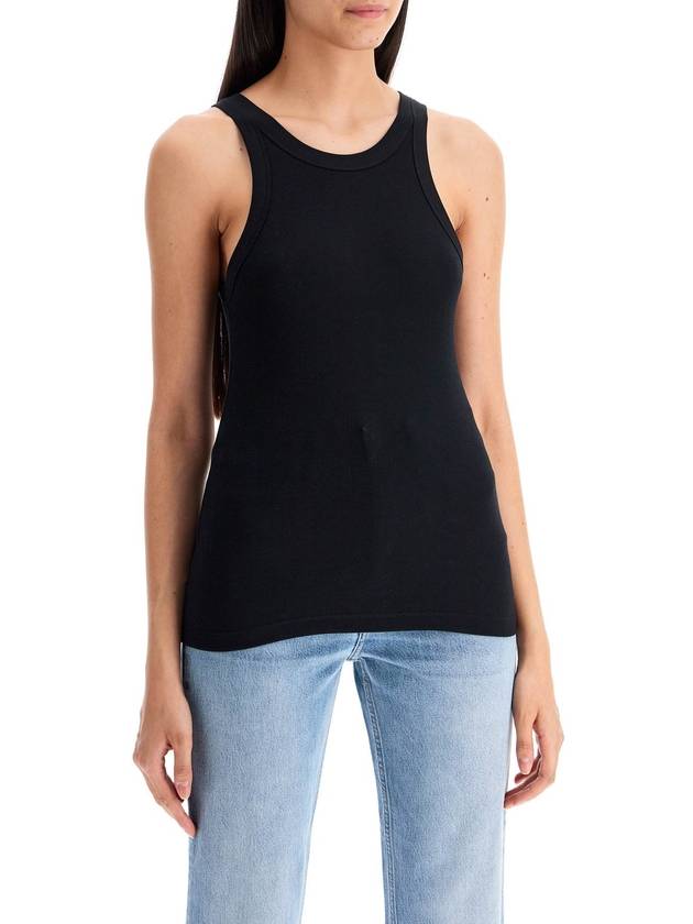 Women's Curved Ribbed Cotton Sleeveless Black - TOTEME - BALAAN 3