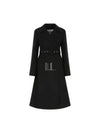 Belted Virgin Wool Double Coat Black - JIL SANDER - BALAAN 2