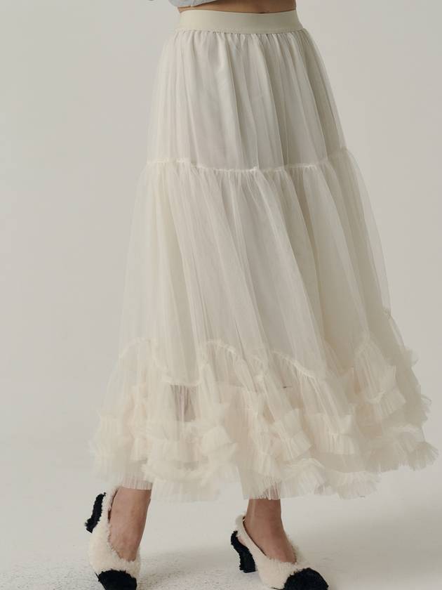 Influencer Seyoung wh Sha Bottom Frill Long Skirt Cream - SORRY TOO MUCH LOVE - BALAAN 3