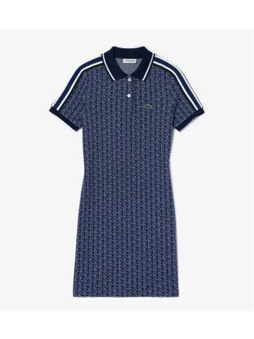 Women s Monogram Polo Dress Navy - LACOSTE - BALAAN 1