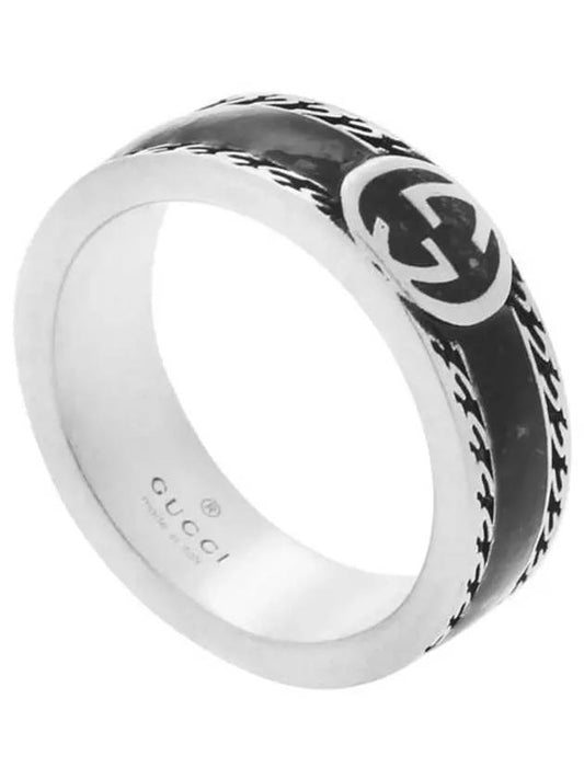 Interlocking G Wide Ring Black Silver YBC645573002 - GUCCI - BALAAN 2