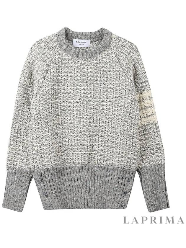 Tuck Stitch Raglan Sleeve Crew Neck Knit Top Grey - THOM BROWNE - BALAAN 9