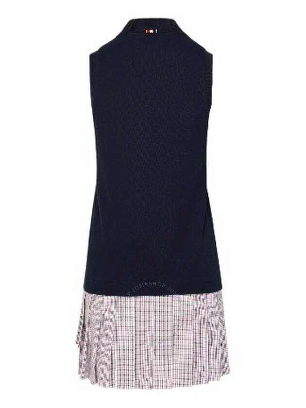 Pleated Polo Short Dress Navy - THOM BROWNE - BALAAN 3