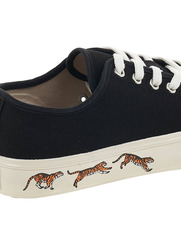 Lace Up Canvas Low Top Sneakers Black - KENZO - BALAAN 11