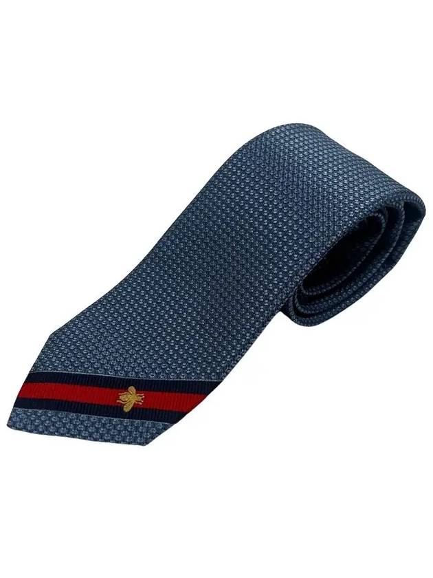 Web Bee Detail Silk Tie Blue - GUCCI - BALAAN 3