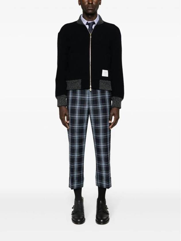 Fleece Stripe Wool Bomber Jacket Navy - THOM BROWNE - BALAAN 3