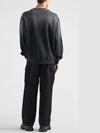 Oversized Garment-Dyed Cotton Sweatshirt Black - PRADA - BALAAN 5