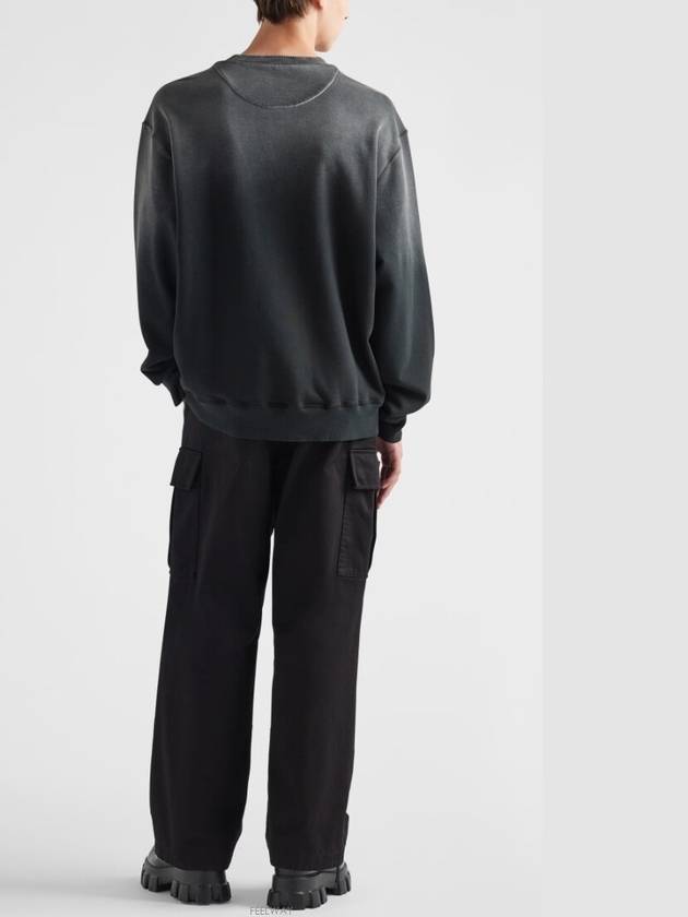 Oversized Garment-Dyed Cotton Sweatshirt Black - PRADA - BALAAN 5