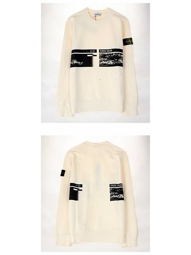 Logo Patch Crew Neck Cotton Sweatshirt Ivory - STONE ISLAND - BALAAN 6