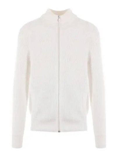 Ribbed Cotton Full-Zip Cardigan White - BRUNELLO CUCINELLI - BALAAN 2