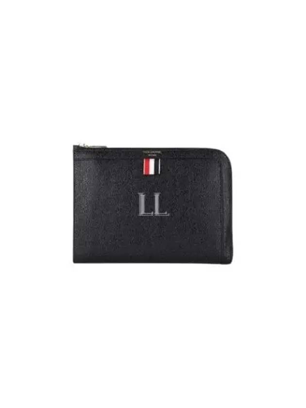 Three Stripes Tab Pebble Document Folio Clutch Bag Black - THOM BROWNE - BALAAN 2