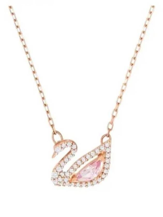 Dazzling Swan Pendant Necklace Pink Rose Gold - SWAROVSKI - BALAAN 2