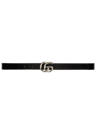 GG Marmont Thin Leather Belt Black - GUCCI - BALAAN 1