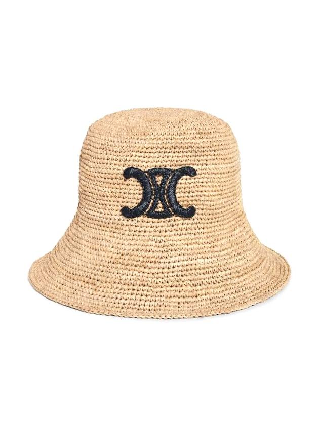 Triomphe Raffia Bucket Hat Natural Black - CELINE - BALAAN 1