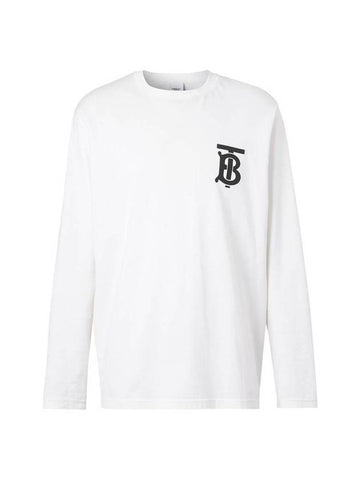 Monogram Motif Cotton Long Sleeve T-Shirt White - BURBERRY - BALAAN 1