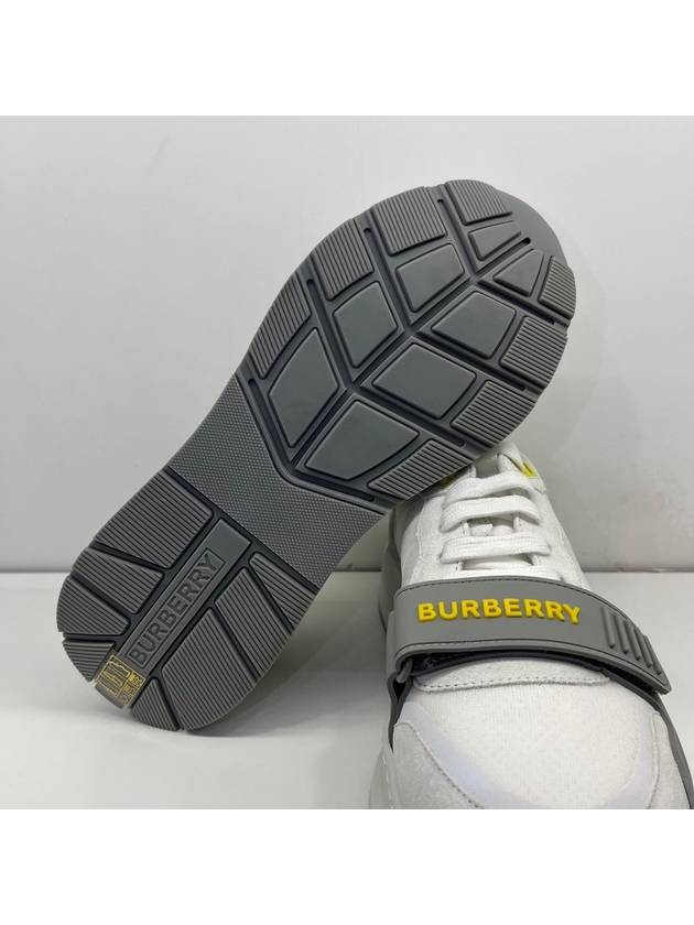 Men's Suede Vintage Check Velcro Low Top Sneakers White - BURBERRY - BALAAN 9