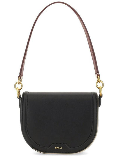 Logo Stamp Foldover Top Shoulder Bag Black - BALLY - BALAAN 2