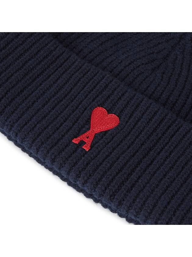 Logo Patch Merano Wool Beanie Navy - AMI - BALAAN 5