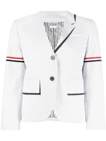 Trompe L Oeil Striped Blazer Jacket Light Grey - THOM BROWNE - BALAAN 1